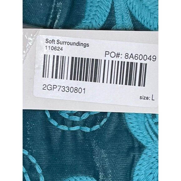 Soft Surroundings Floral Top L Blue Embroidery Tunic Boho Western Old Money Chic - Picture 10 of 12